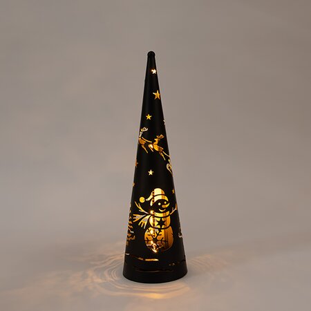 Kegel Met Hert En Sneeuwpop Classic Warm ø10 H34,5 cm - afbeelding 2