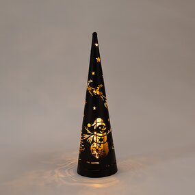 Kegel Met Hert En Sneeuwpop Classic Warm ø10 H34,5 cm - afbeelding 2
