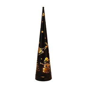 Kegel Met Hert En Sneeuwpop Classic Warm ø12 H50,5 cm - afbeelding 3