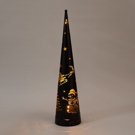 Kegel Met Hert En Sneeuwpop Classic Warm ø12 H50,5 cm - afbeelding 2
