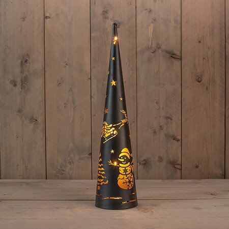 Kegel Met Hert En Sneeuwpop Classic Warm ø12 H50,5 cm - afbeelding 3