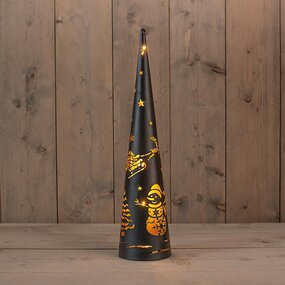 Kegel Met Hert En Sneeuwpop Classic Warm ø12 H50,5 cm - afbeelding 3