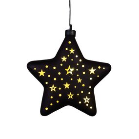 Kersthanger ster glas gouden binnenkant met sterren LED - afbeelding 2