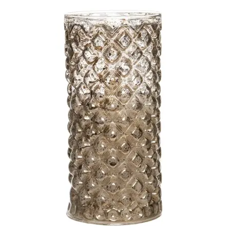 KERSTLAMP ZILVER MET VLAM EFFECT