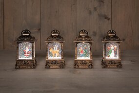 Lantaarn Met Glitterwater 4 soorten Warm Wit LED B 14x H7,5 cm - afbeelding 9