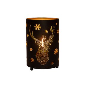 Lantaarn Met Rendier Classic Zwart/Goud ø10,5 H16 cm - afbeelding 3