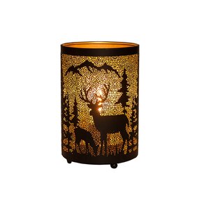 Lantaarn Met Rendier/Bergen Classic Zwart/Goud ø10,5 H16 cm - afbeelding 3