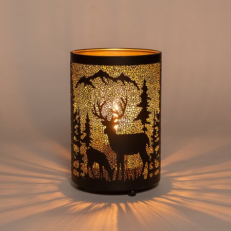 Lantaarn Met Rendier/Bergen Classic Zwart/Goud ø10,5 H16 cm - afbeelding 2