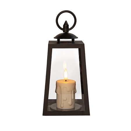 Lantaarn Met Druipkaars Zwart L10xB10xH20,5 cm LED - afbeelding 1