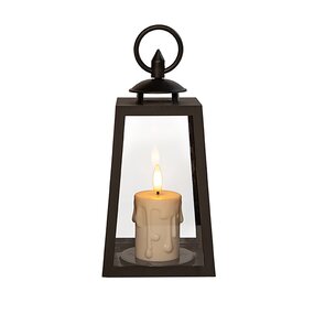 Lantaarn Met Druipkaars Zwart L10xB10xH20,5 cm LED - afbeelding 3