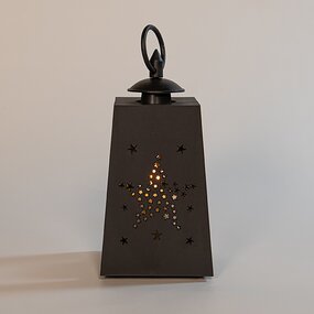 Lantaarn Met Druipkaars Zwart L10xB10xH20,5 cm LED - afbeelding 2