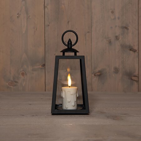Lantaarn Met Druipkaars Zwart L10xB10xH20,5 cm LED - afbeelding 3