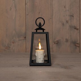 Lantaarn Met Druipkaars Zwart L10xB10xH20,5 cm LED - afbeelding 3