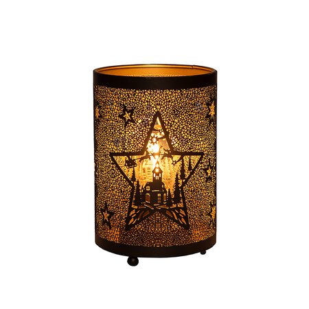 Lantaarn Met Ster Classic Zwart/Goud ø10,5 H16 cm - afbeelding 1