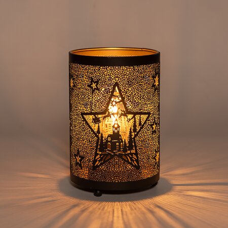 Lantaarn Met Ster Classic Zwart/Goud ø10,5 H16 cm - afbeelding 2