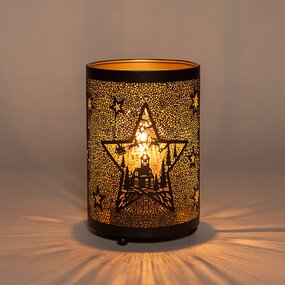 Lantaarn Met Ster Classic Zwart/Goud ø10,5 H16 cm - afbeelding 2