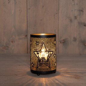 Lantaarn Met Ster Classic Zwart/Goud ø10,5 H16 cm - afbeelding 3