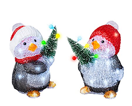 Pinguïns met kerstboom Acryl lights Per stuk - afbeelding 1