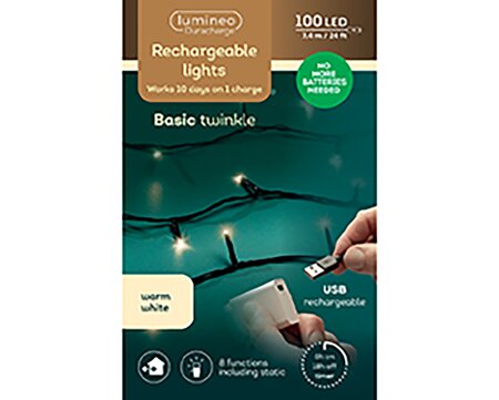 Twinkle LED oplaadbaar Warm wit (7,4m) - afbeelding 1