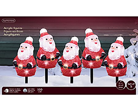 Santa Claus / Kerstman Acryl lights 5 Stuks - afbeelding 2