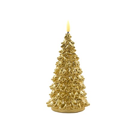 Kaars Kerstboom Wax Goud LED 3d Vlam Met Timer 20x9,5cm - afbeelding 1