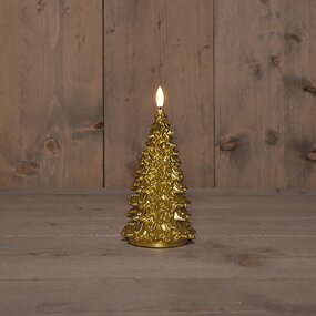 Kaars Kerstboom Wax Goud LED 3d Vlam Met Timer 20x9,5cm - afbeelding 2