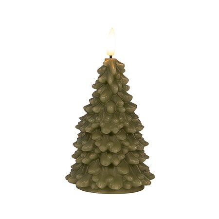 Kaars Kerstboom Wax Jade Groen LED 3d Vlam Met Timer 20x9,5cm - afbeelding 1