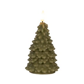Kaars Kerstboom Wax Jade Groen LED 3d Vlam Met Timer 20x9,5cm - afbeelding 1