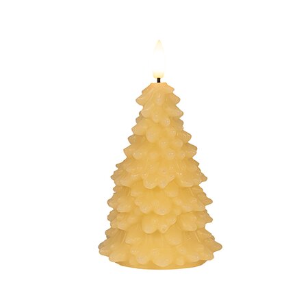 Kaars Kerstboom Wax Ivoor LED 3d Vlam Met Timer 20x9,5cm - afbeelding 1