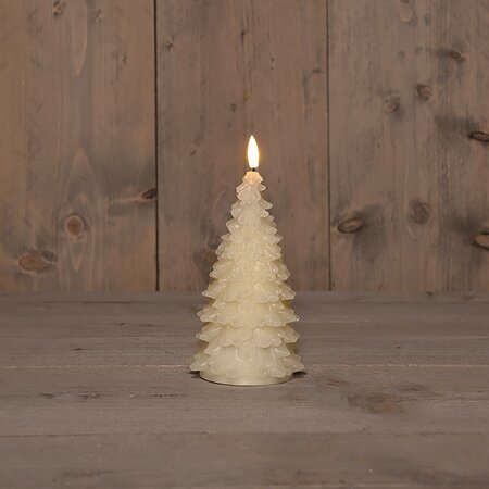 Kaars Kerstboom Wax Ivoor LED 3d Vlam Met Timer 20x9,5cm - afbeelding 2