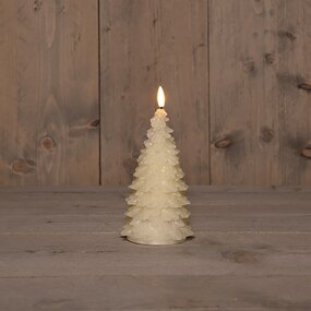 Kaars Kerstboom Wax Ivoor LED 3d Vlam Met Timer 20x9,5cm - afbeelding 2