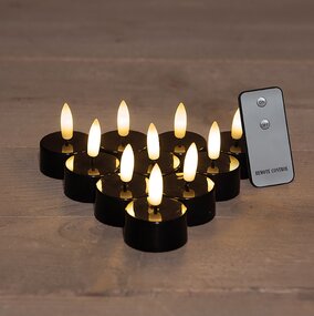 Theelicht Zwart 3D vlam LED 10st. (D3,5xH1,5cm) - afbeelding 2