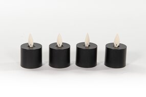 Theelicht Zwart Uitbreidingsset Bewegende Vlam 4st. ø5x6cm - afbeelding 3