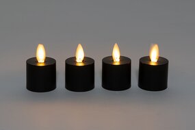 Theelicht Zwart Uitbreidingsset Bewegende Vlam 4st. ø5x6cm - afbeelding 2