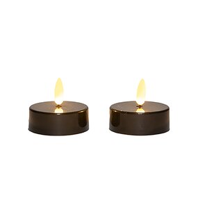 Theelicht Zwart 3D vlam LED 2st. (D6xH4,5cm) - afbeelding 2