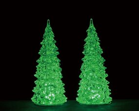 CRYSTAL LIGHTED TREE, 3 COLOR CHANGEABLE, MEDIUM, SET OF 2, B/O (4.5V)