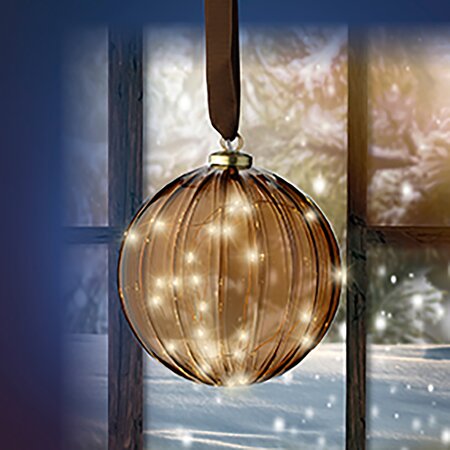 Kerstbal Bruin LED Warm wit (ø14cm) - afbeelding 4