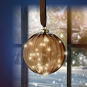 Kerstbal Bruin LED Warm wit (ø14cm) - afbeelding 4
