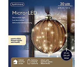 Kerstbal Bruin LED Warm wit (ø14cm) - afbeelding 4