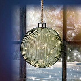 Kerstbal Groen LED Warm wit (ø14cm) - afbeelding 4
