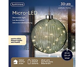 Kerstbal Groen LED Warm wit (ø14cm) - afbeelding 4