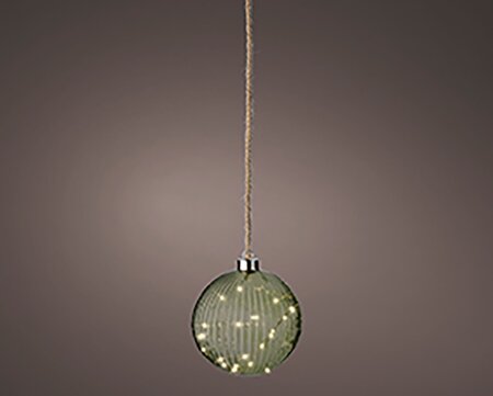 Kerstbal Groen LED Warm wit (ø14cm) - afbeelding 3