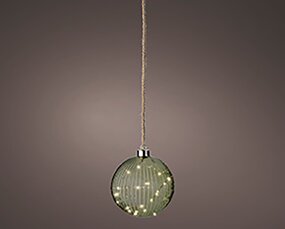 Kerstbal Groen LED Warm wit (ø14cm) - afbeelding 3