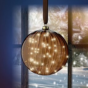 Kerstbal Bruin LED Warm wit (ø20cm) - afbeelding 4