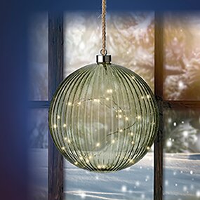 Kerstbal Groen LED Warm wit (ø20cm) - afbeelding 4