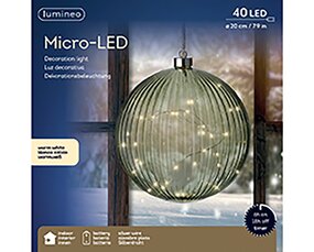 Kerstbal Groen LED Warm wit (ø20cm) - afbeelding 4