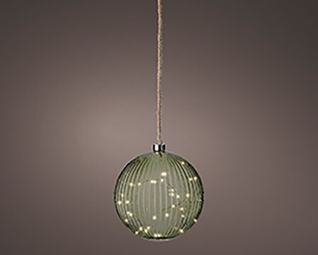 Kerstbal Groen LED Warm wit (ø20cm) - afbeelding 3