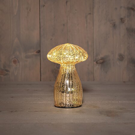 Paddenstoel glas LED 15X9.5 cm Goud - afbeelding 2