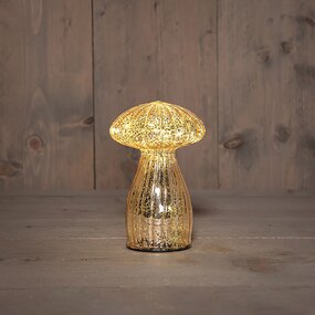 Paddenstoel glas LED 15X9.5 cm Goud - afbeelding 2