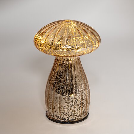 Paddenstoel glas LED 15X9.5 cm Goud - afbeelding 3